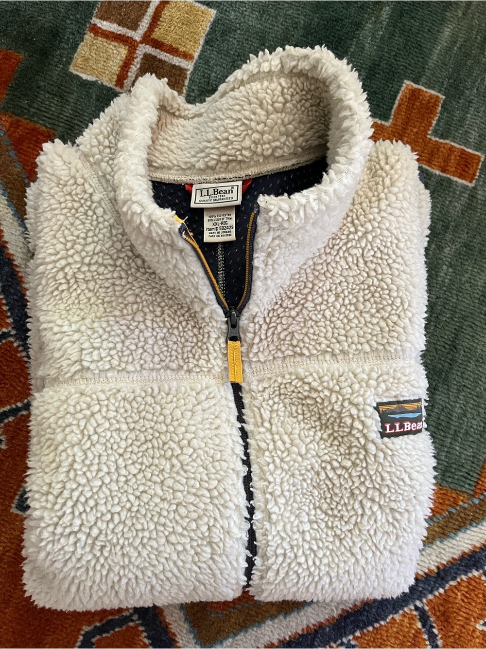 L.L. Bean Cream Sherpa Fleece Vest with Zipper